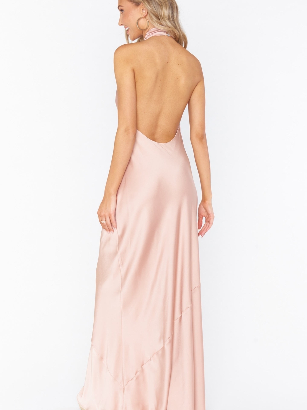 Mumu Backless Halter Maxi Dress - Blush Pink